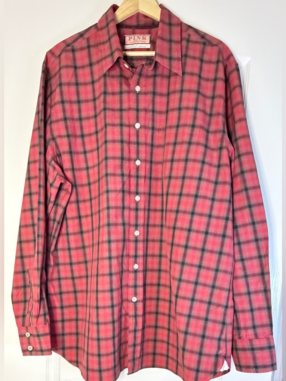PINK by Thomas Pink Jermyn Street London Men’s XL Red Plaid 100% Cotton
